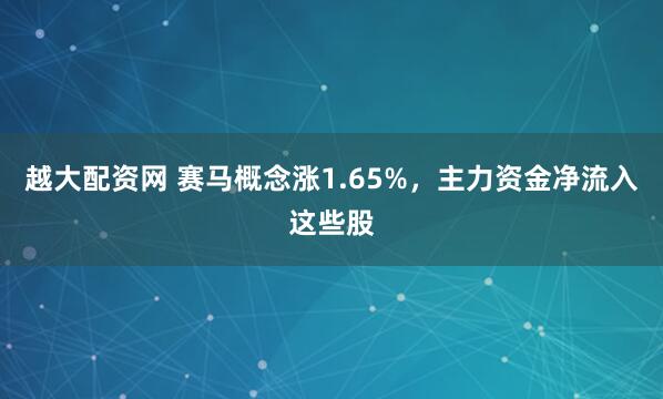 越大配资网 赛马概念涨1.65%，主力资金净流入这些股